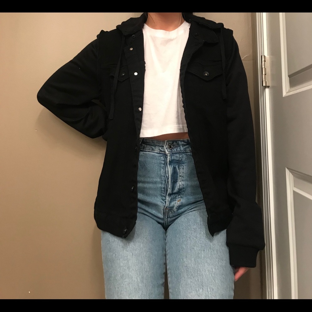 Black jean jacket/hoodie